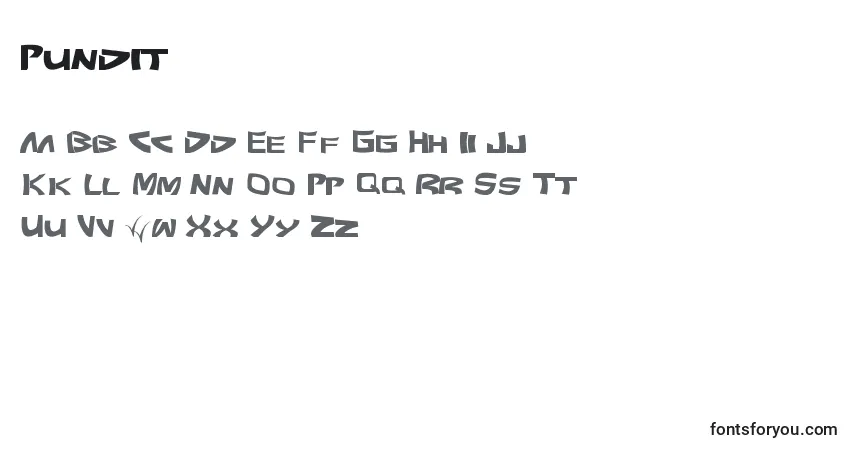 Czcionka Pundit – alfabet, cyfry, specjalne znaki