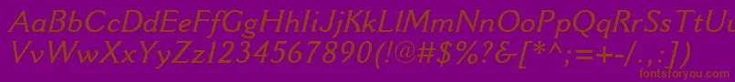 CantoriaMtSemiboldItalic Font – Brown Fonts on Purple Background