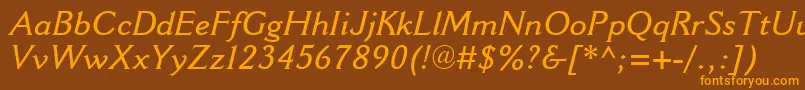 フォントCantoriaMtSemiboldItalic – オレンジ色の文字が茶色の背景にあります。