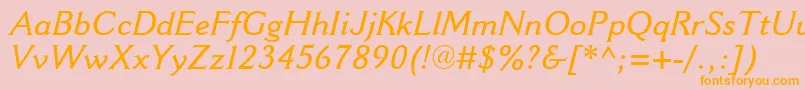 CantoriaMtSemiboldItalic-Schriftart – Orangefarbene Schriften auf rosa Hintergrund