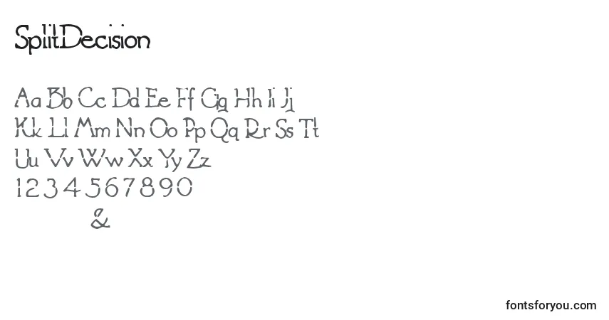 A fonte SplitDecision – alfabeto, números, caracteres especiais