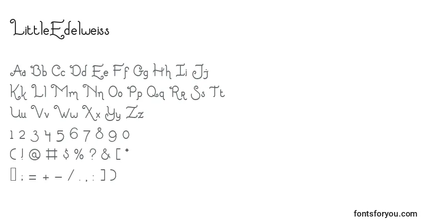 Schriftart LittleEdelweiss (105467) – Alphabet, Zahlen, spezielle Symbole