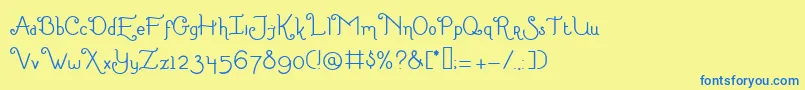 LittleEdelweiss Font – Blue Fonts on Yellow Background