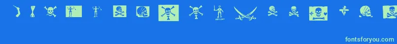 PiratesPw-Schriftart – Grüne Schriften auf blauem Hintergrund