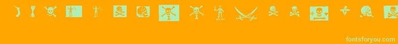 PiratesPw-Schriftart – Grüne Schriften auf orangefarbenem Hintergrund