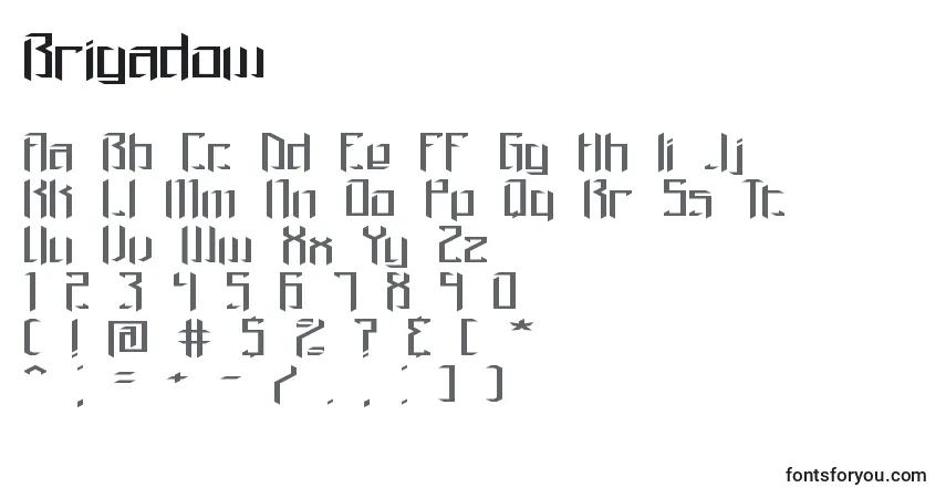 A fonte Brigadow – alfabeto, números, caracteres especiais
