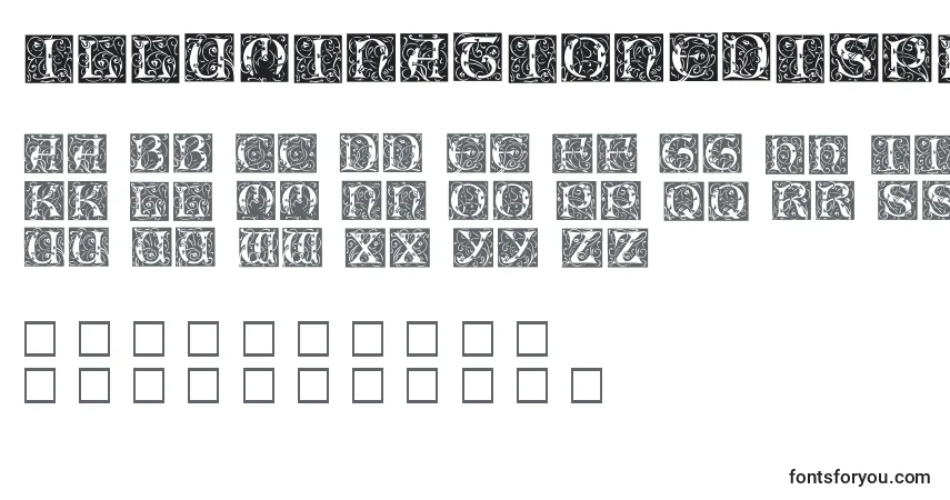 A fonte IlluminationedisplaycapssskRegular – alfabeto, números, caracteres especiais