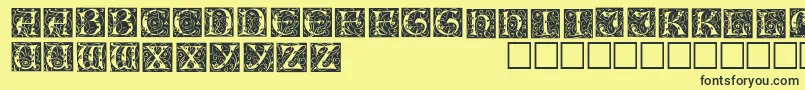 Fonte IlluminationedisplaycapssskRegular – fontes pretas em um fundo amarelo