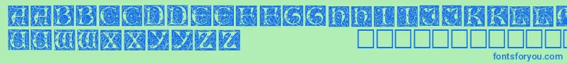 IlluminationedisplaycapssskRegular-Schriftart – Blaue Schriften auf grünem Hintergrund
