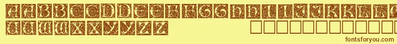 Шрифт IlluminationedisplaycapssskRegular – коричневые шрифты на жёлтом фоне