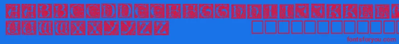 フォントIlluminationedisplaycapssskRegular – 赤い文字の青い背景