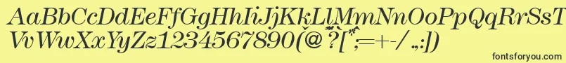 Шрифт Modern438lightRegularitalic – чёрные шрифты на жёлтом фоне