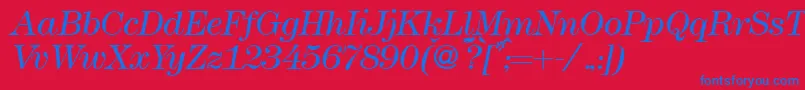 Czcionka Modern438lightRegularitalic – niebieskie czcionki na czerwonym tle