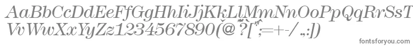 フォントModern438lightRegularitalic – 白い背景に灰色の文字