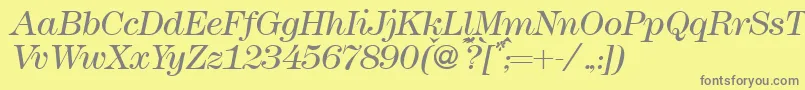 Modern438lightRegularitalic Font – Gray Fonts on Yellow Background