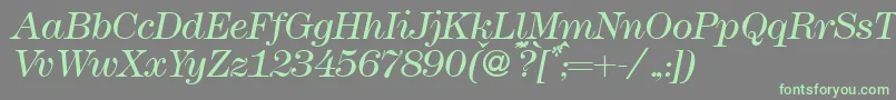 フォントModern438lightRegularitalic – 灰色の背景に緑のフォント