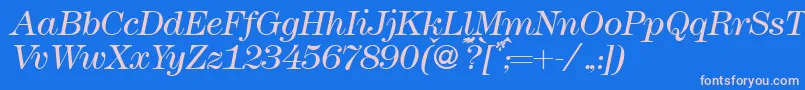 Шрифт Modern438lightRegularitalic – розовые шрифты на синем фоне