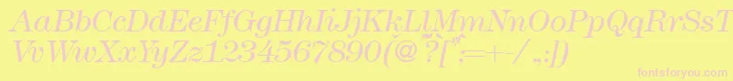 Modern438lightRegularitalic Font – Pink Fonts on Yellow Background