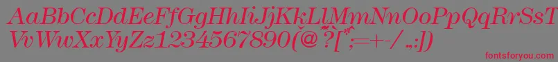 Modern438lightRegularitalic Font – Red Fonts on Gray Background