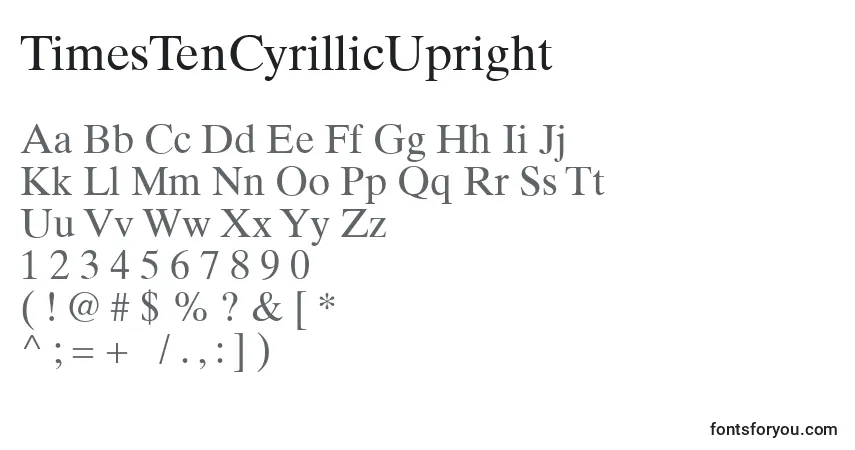 A fonte TimesTenCyrillicUpright – alfabeto, números, caracteres especiais