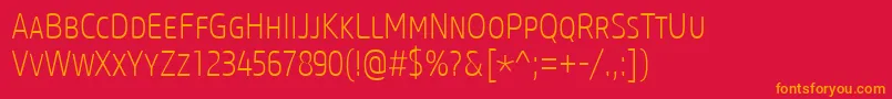 CoreSansMSc27CnExtralight Font – Orange Fonts on Red Background