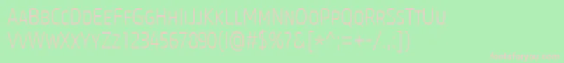 CoreSansMSc27CnExtralight-fontti – vaaleanpunaiset fontit vihreällä taustalla