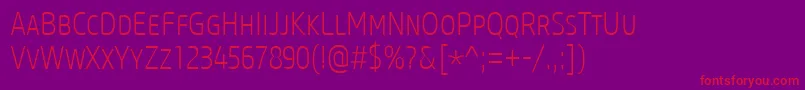 CoreSansMSc27CnExtralight Font – Red Fonts on Purple Background