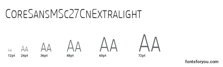 CoreSansMSc27CnExtralight Font Sizes