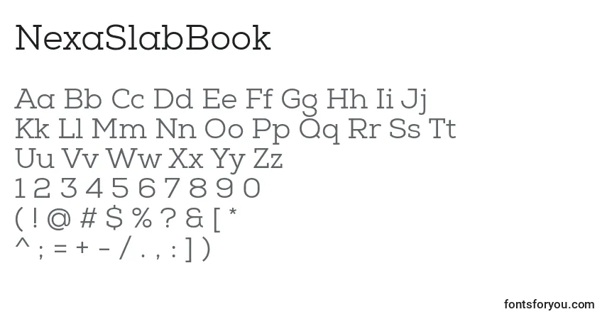 A fonte NexaSlabBook – alfabeto, números, caracteres especiais