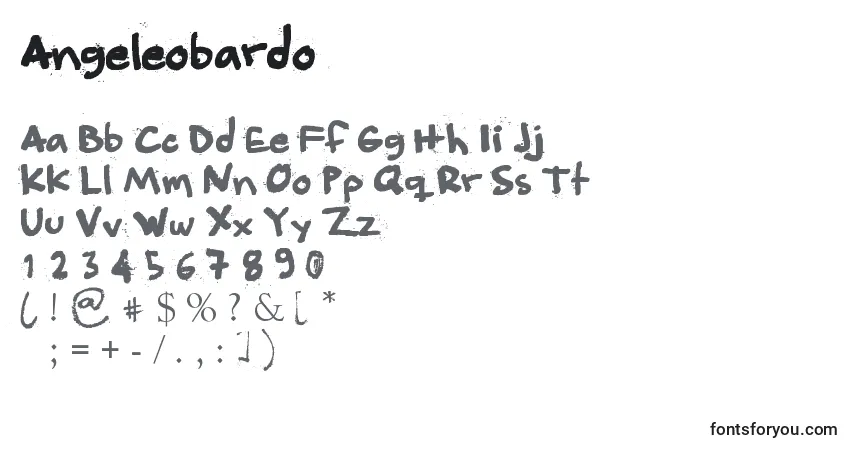Czcionka Angeleobardo – alfabet, cyfry, specjalne znaki