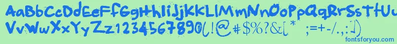Angeleobardo Font – Blue Fonts on Green Background