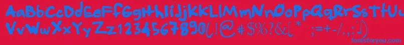 Angeleobardo Font – Blue Fonts on Red Background