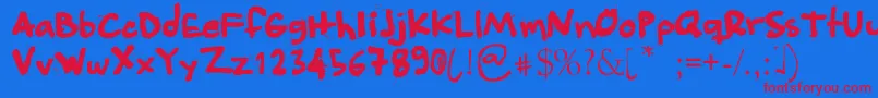 Angeleobardo Font – Red Fonts on Blue Background