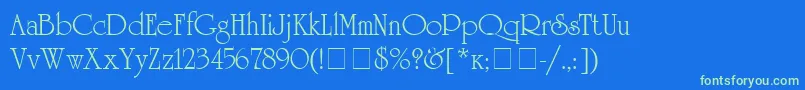 Unicyrillic Font – Green Fonts on Blue Background