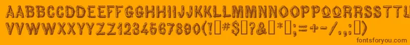 Pinewood Font – Brown Fonts on Orange Background