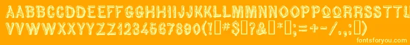 Pinewood Font – Yellow Fonts on Orange Background