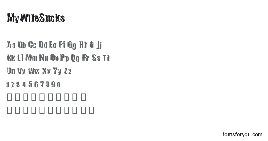 MyWifeSucks-fontti – aakkoset, numerot, erikoismerkit