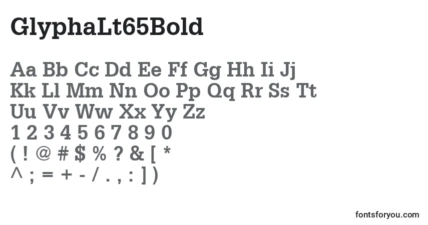 Czcionka GlyphaLt65Bold – alfabet, cyfry, specjalne znaki