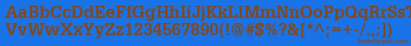 フォントGlyphaLt65Bold – 茶色の文字が青い背景にあります。