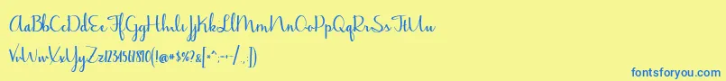 BmdJasmineReminiscentseBold Font – Blue Fonts on Yellow Background