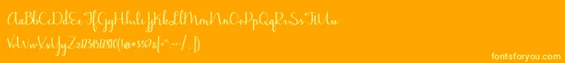 BmdJasmineReminiscentseBold-Schriftart – Gelbe Schriften auf orangefarbenem Hintergrund