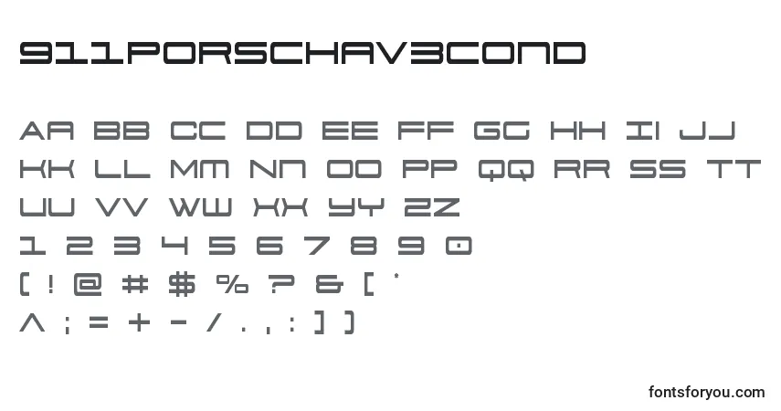 911porschav3cond Font – alphabet, numbers, special characters