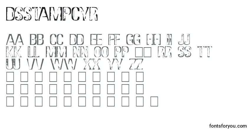 A fonte DsStampCyr – alfabeto, números, caracteres especiais