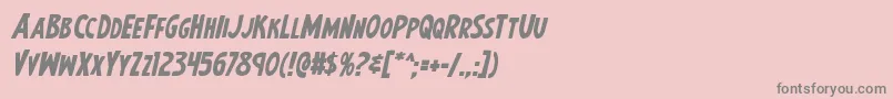 フォントEarthsmightiestboldital – ピンクの背景に灰色の文字
