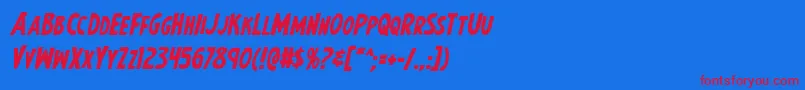 Earthsmightiestboldital Font – Red Fonts on Blue Background