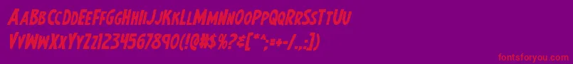 フォントEarthsmightiestboldital – 紫の背景に赤い文字