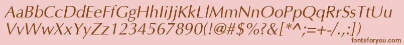 OptimaItalic Font – Brown Fonts on Pink Background