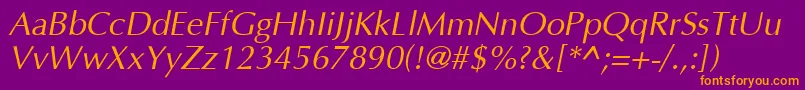 OptimaItalic Font – Orange Fonts on Purple Background