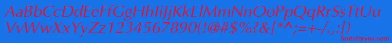 OptimaItalic Font – Red Fonts on Blue Background