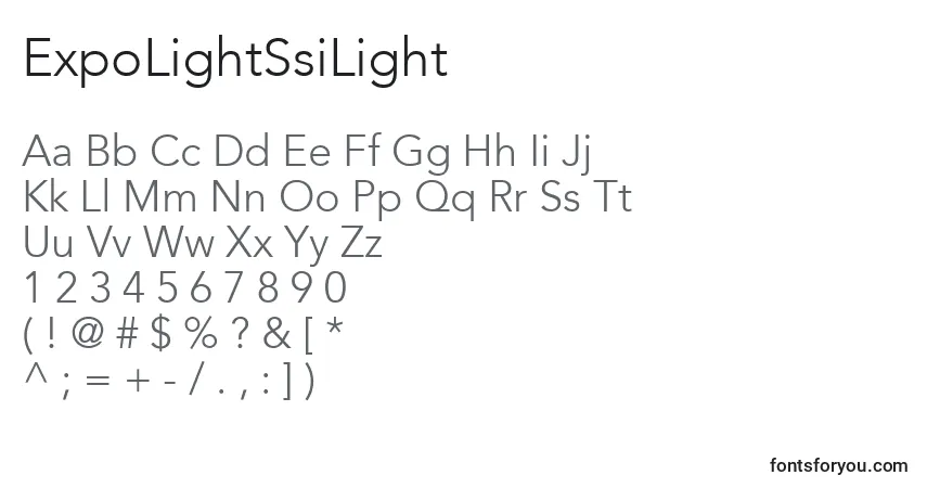 A fonte ExpoLightSsiLight – alfabeto, números, caracteres especiais